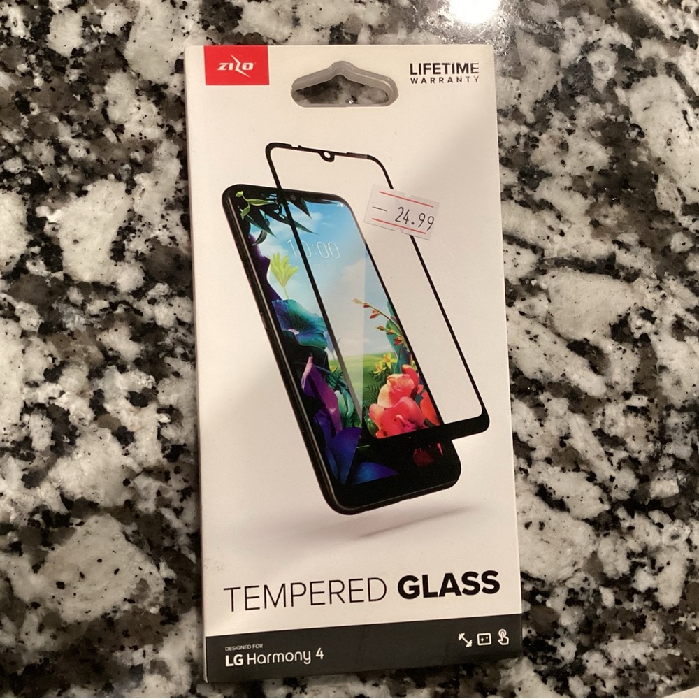 Zizo For LG Harmony 4 Tempered Glass High Impact Screen Protector Black NEW